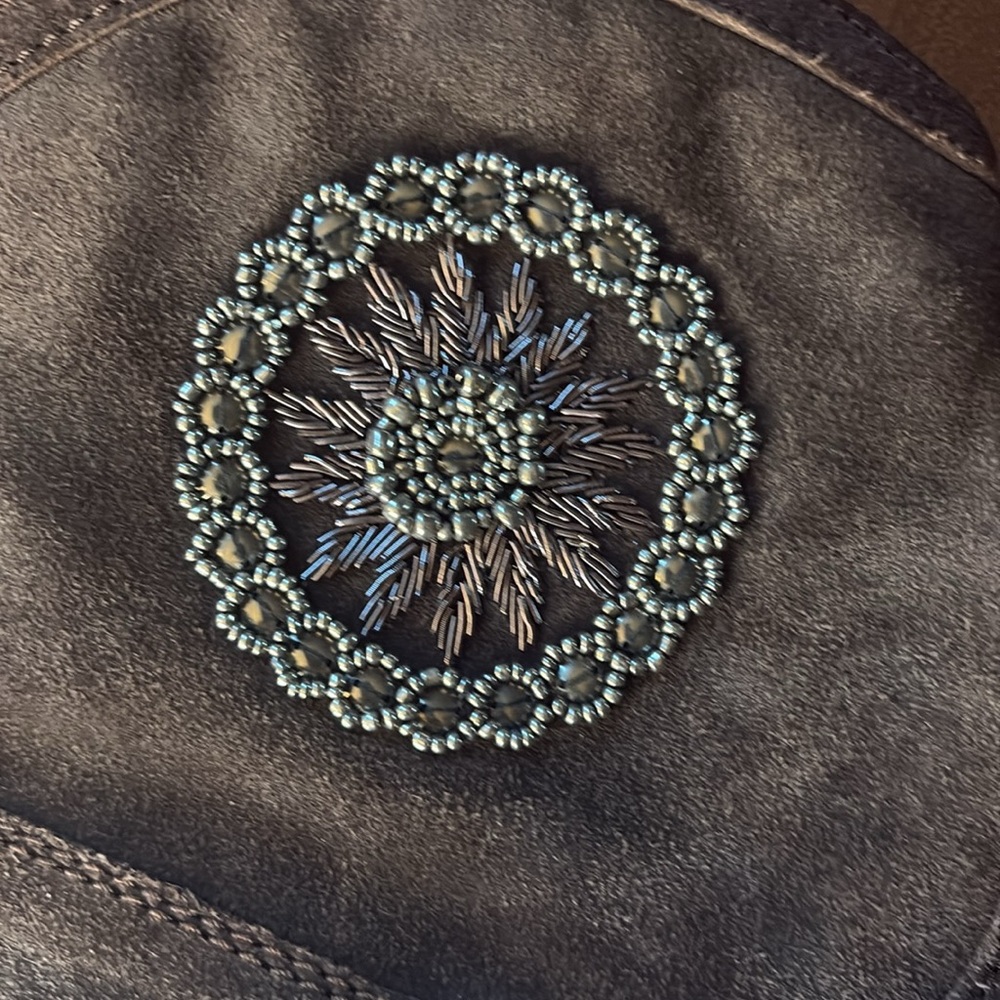 J Renee Embroidered Brown Suede Ankle Boots/ Size 10 - Picture 2 of 9
